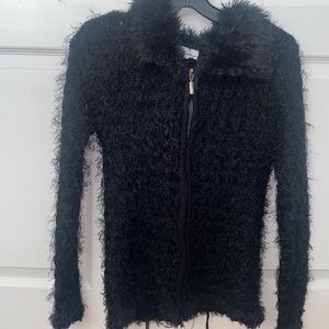 PAMPLONA black faux fur sweater